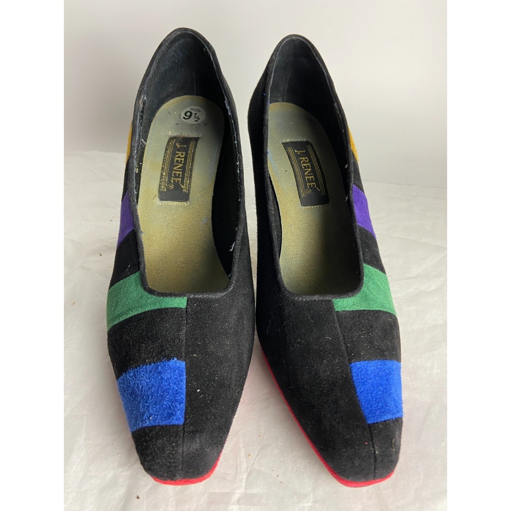 Vintage J. Renee Womens Pumps Heels US Size 9.5 Multicolor Colorblock Striped